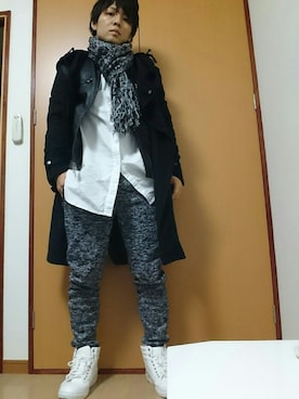 「roshell（ロシェル）のアイテム（ライダースジャケット）」を使った、MASAKIさん（メンズ・165cm）の冬コーディネート