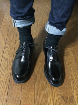 「SCOTCH GRAIN（スコッチグレイン）のアイテム（ドレスシューズ、ブラック系）」を使った、kさん（メンズ）の秋コーディネート
