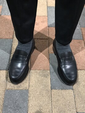 「J.M. WESTON（ジェイエムウエストン）のアイテム（ローファー、ブラック系）」を使った、kさん（メンズ）の秋コーディネート