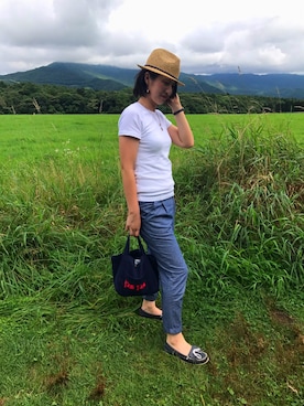 「BLUE BLUE（ブルーブルー）のアイテム（バッグ）」を使った、a Sさん（レディース・164cm）の夏コーディネート