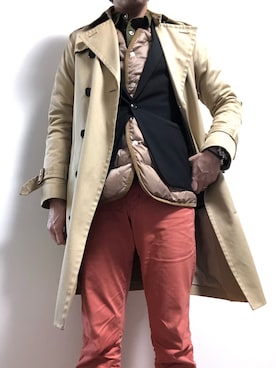 「インナーダウン」｜「アイテム（トレンチコート）」を使った、Tak.Kさん（メンズ・168cm）の冬コーディネート