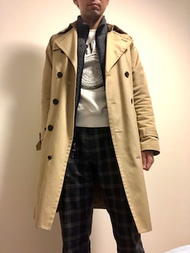「ボア」｜「アイテム（トレンチコート）」を使った、Tak.Kさん（メンズ・168cm）の冬コーディネート