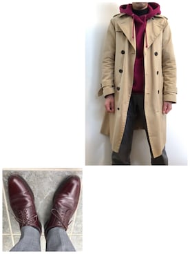 「グレンチェック」｜「アイテム（トレンチコート）」を使った、Tak.Kさん（メンズ・168cm）の春コーディネート