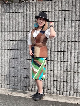 「VINTAGE（ヴィンテージ）のアイテム（その他）」を使った、みーこさん（レディース・157cm）の秋コーディネート