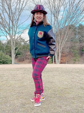 「タートルネック」｜「アイテム（スタジャン）」を使った、みーこさん（レディース・157cm）の冬コーディネート