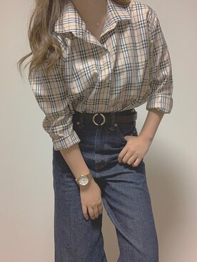 「GLOBAL WORK（グローバルワーク）のコクーンワイドデニム/819864（デニムパンツ）」を使った、ｙｏさん（レディース・155cm）の夏コーディネート