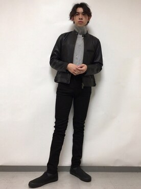 「BACK NUMBER（バックナンバー）のアイテム（ライダースジャケット）」を使った、翔さん（メンズ・175cm）の冬コーディネート