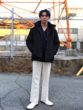 「スリッパ」｜「アイテム（ジャケット/アウター）」を使った、翔さん（メンズ・175cm）の冬コーディネート