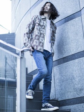 「NANO universe（ナノユニバース）のアイテム（デニムパンツ）」を使った、nano・universe men's STAFFさん（メンズ・173cm）の冬コーディネート