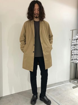 「NANO universe（ナノユニバース）のアイテム（チェスターコート）」を使った、nano・universe men's STAFFさん（メンズ・173cm）の春コーディネート