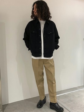 「nano・universe」｜「アイテム（デニムジャケット）」を使った、nano・universe men's STAFFさん（メンズ・173cm）の春コーディネート