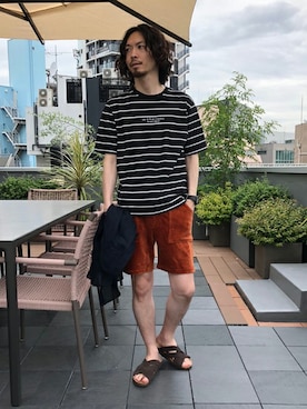 「NANO universe（ナノユニバース）のアイテム（サンダル）」を使った、nano・universe men's STAFFさん（メンズ・173cm）の夏コーディネート