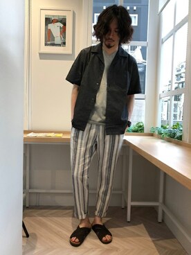 「NANO universe（ナノユニバース）のアイテム（サンダル）」を使った、nano・universe men's STAFFさん（メンズ・173cm）の夏コーディネート