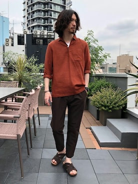 「NANO universe（ナノユニバース）のアイテム（サンダル）」を使った、nano・universe men's STAFFさん（メンズ・173cm）の夏コーディネート