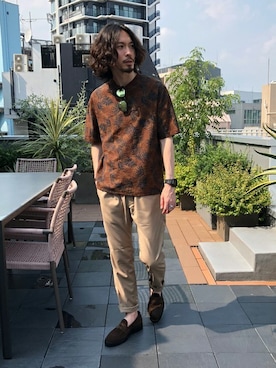 「NANO universe（ナノユニバース）のアイテム（ローファー）」を使った、nano・universe men's STAFFさん（メンズ・173cm）の夏コーディネート