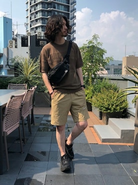 「C6（シーシックス）のアイテム（バッグ）」を使った、nano・universe men's STAFFさん（メンズ・173cm）の夏コーディネート