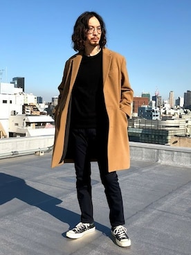 「NANO universe（ナノユニバース）のアイテム（チェスターコート）」を使った、nano・universe men's STAFFさん（メンズ・173cm）の冬コーディネート