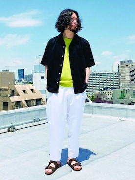 「NANO universe（ナノユニバース）のアイテム（サンダル）」を使った、nano・universe men's STAFFさん（メンズ・173cm）の夏コーディネート
