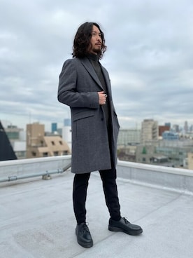 「NANO universe（ナノユニバース）のアイテム（チェスターコート）」を使った、nano・universe men's STAFFさん（メンズ・173cm）の秋コーディネート