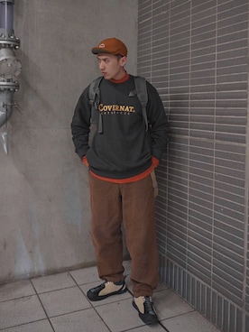 「COVERNAT」｜「アイテム（帽子）」を使った、LWJさん（メンズ・177cm）の冬コーディネート