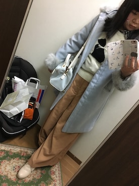 「one after another NICE CLAUP（ワンアフターアナザーナイスクラップ）のアイテム（ブーティ）」を使った、funamonさん（レディース・152cm）の冬コーディネート