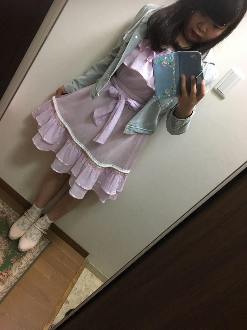 「GW2日目、大学生、swankiss、min plume、nice claup、フラワーフェスティバル」｜「Swankissのアイテム（ワンピース、ピンク系）」を使った、funamonさん（レディース・151cm）の春コーディネートの1枚目の写真