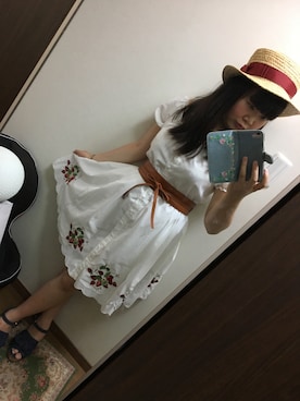 「ストロベリー刺繍」｜funamonさん（レディース・151cm）の夏コーディネート