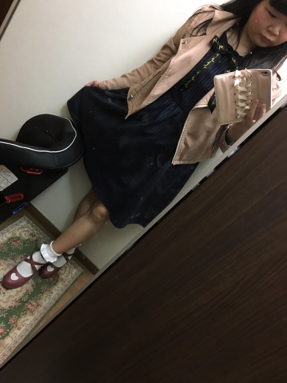 「Ank Rouge、秋服、秋のコーデ、おニューの服、OLIVE des OLIVE」｜「Ank Rougeのアイテム（ワンピース、ブルー系）」を使った、funamonさん（レディース・151cm）の秋コーディネートの1枚目の写真