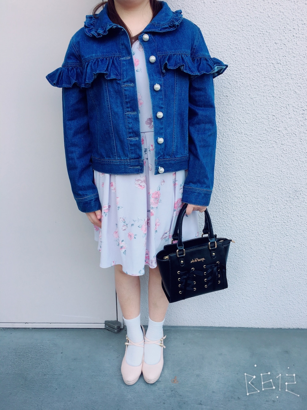 「Ank Rouge、evelyn、ワンアフターアナザー ナイスクラップ(one after another NICE CLAUP)、おニューの服、母とお出かけ」｜「evelynのアイテム（ワンピース、パープル系）」を使った、funamonさん（レディース・152cm）の春コーディネートの1枚目の写真
