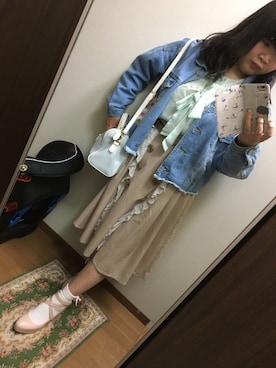 「one after another NICE CLAUP（ワンアフターアナザーナイスクラップ）のアイテム（パンプス）」を使った、funamonさん（レディース・152cm）の春コーディネート