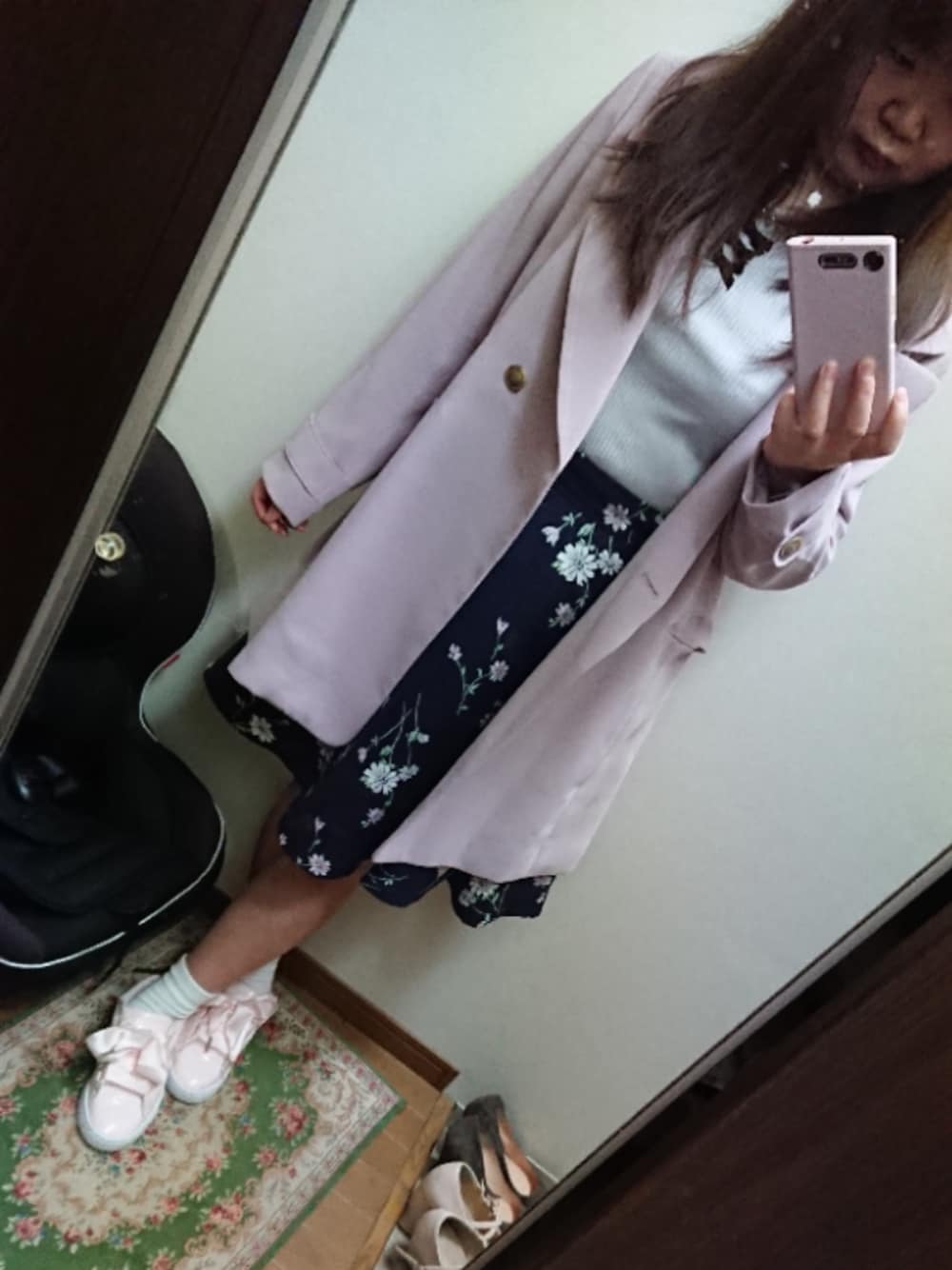 「PUMA、Ank Rouge、MAJESTIC LEGON、仕事終わりに、カープ観戦、ZOZOTOWNに掲載された」｜「Ank Rougeのアイテム（トップス、グレー系）」を使った、funamonさん（レディース・152cm）の春コーディネートの1枚目の写真