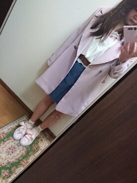 「PUMA」｜「アイテム（チェスターコート）」を使った、funamonさん（レディース・152cm）の春コーディネート