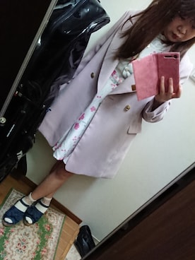 「dazzlin（ダズリン）のヴィンテージ花柄ワンピース（ワンピース）」を使った、funamonさん（レディース・152cm）の春コーディネート