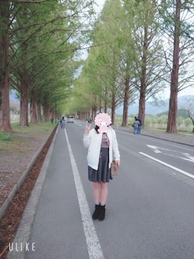 「家族旅行」｜「アイテム（ブルゾン）」を使った、funamonさん（レディース・152cm）の秋コーディネート