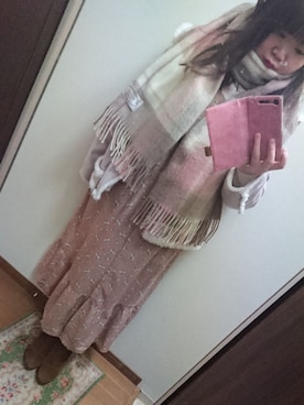 「one after another NICE CLAUP（ワンアフターアナザーナイスクラップ）のアイテム（ライダースジャケット）」を使った、funamonさん（レディース・152cm）の冬コーディネート