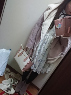 「one after another NICE CLAUP（ワンアフターアナザーナイスクラップ）のアイテム（ライダースジャケット）」を使った、funamonさん（レディース・152cm）の冬コーディネート