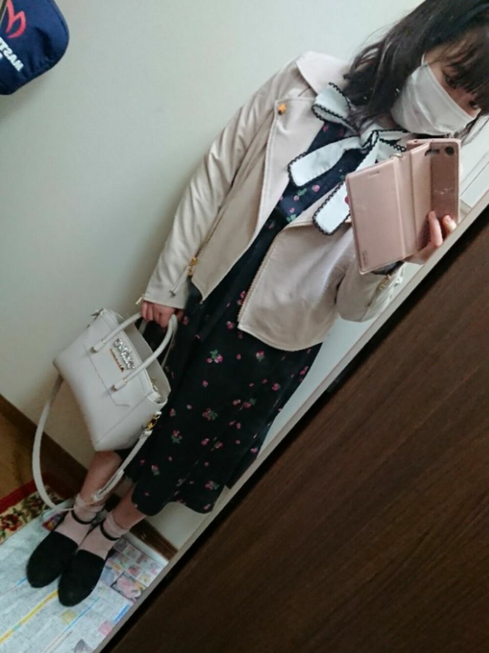 「Ank Rouge、BE RADIANCE、MAJESTIC LEGON、31 Sons de mode、DAISO、アフタヌーンティー、アナクラウンプラザホテル広島、ホテルのアフタヌーンティー、しゃぶしゃぶ食べ放題♡、An mille」｜「BE RADIANCEのストロベリーワンピース（ワンピース、ブルー系）」を使った、funamonさん（レディース・152cm）の春コーディネートの1枚目の写真