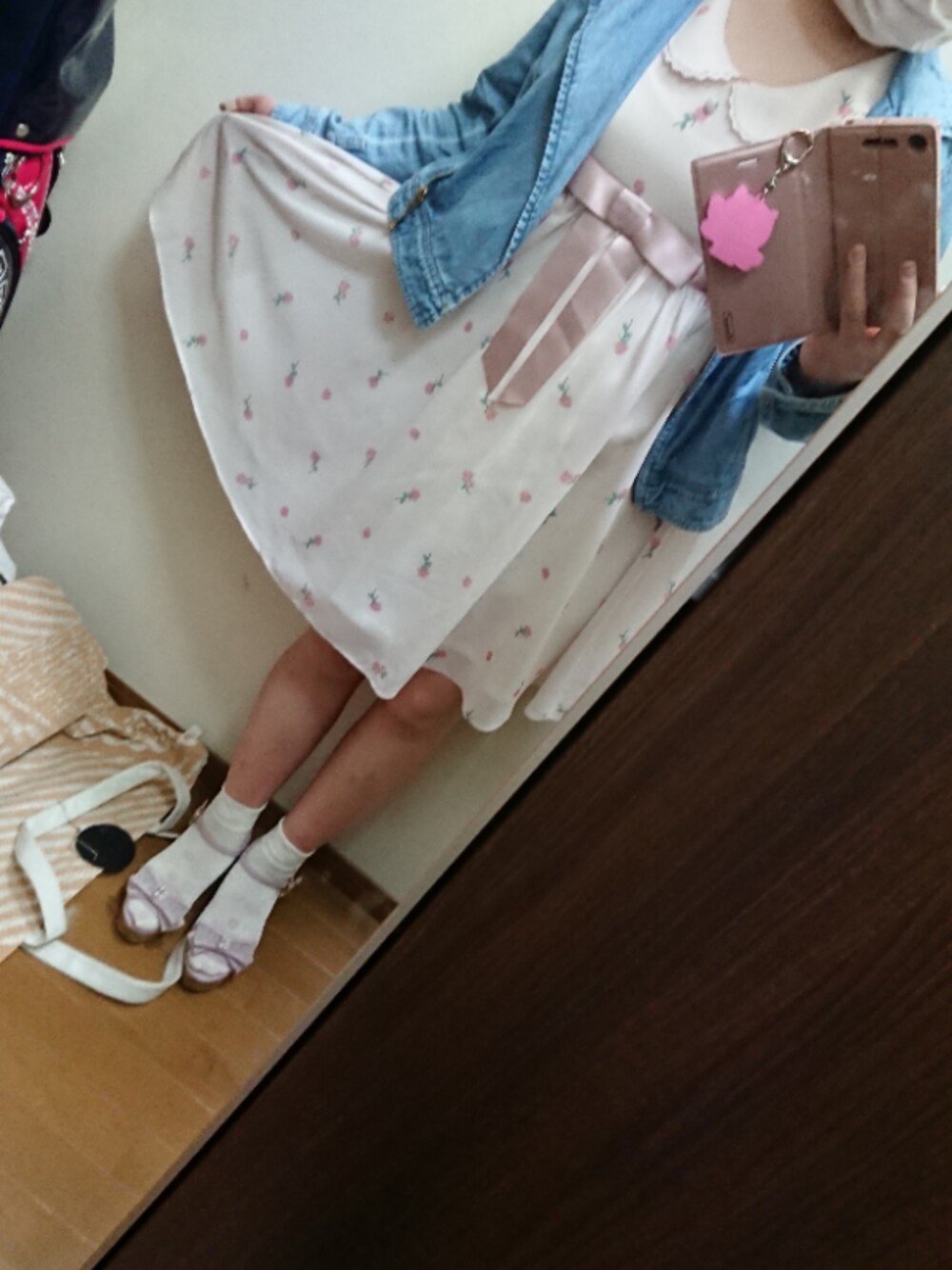 「LODISPOTTO、Ank Rouge、31 Sons de mode、自転車通勤、通勤コーデ、自転車こぎそうにない服装」｜「Ank Rougeのアイテム（ワンピース、ピンク系）」を使った、funamonさん（レディース・152cm）の春コーディネートの1枚目の写真