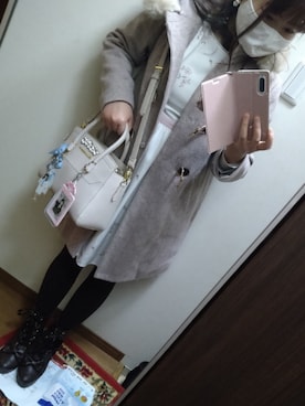 「ヘアアレンジ」｜「アイテム（その他アウター）」を使った、funamonさん（レディース・152cm）の冬コーディネート