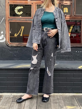 「SPINNS(スピンズ)のアイテム(デニムジャケット)」を使った、aaayNさん(レディース・162cm)の春コーディネート