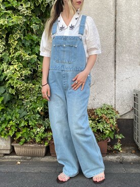 「SPINNS（スピンズ）のアイテム（サロペット/オーバーオール）」を使った、aaayNさん（レディース・162cm）の春コーディネート