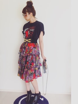 「GIVENCHY（ジバンシイ）のアイテム（ブーティ）」を使った、ca-coさん（レディース・165cm）の夏コーディネート