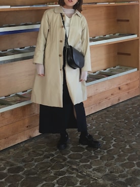 「White Mountaineering」｜「アイテム（ステンカラーコート）」を使った、_______misakoさん（レディース・164cm）の春コーディネート
