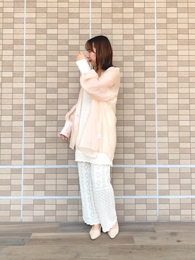 「透かし柄」｜「アイテム（パンプス）」を使った、SASAKI   MAHOさん（レディース・157cm）の春コーディネート