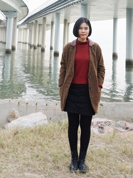「PULL&BEAR（プルアンドベア）のアイテム（ブーツ）」を使った、Chiさん（レディース・172cm）の冬コーディネート