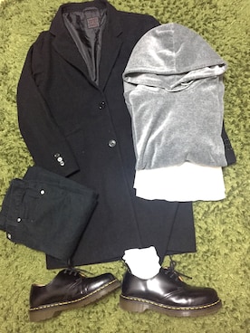 「GU（ジーユー）の（GU）スキニーフィットジーンズ（MEN ⁄ ジーンズ）」を使った、うみさん（メンズ・168cm）の冬コーディネート