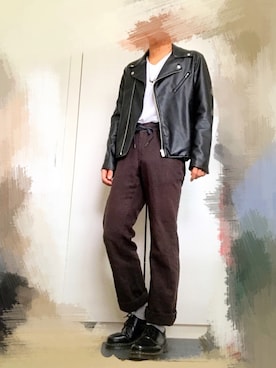 「Adam et Rope A・E・R（アダムエロペ）のアイテム（パンツ）」を使った、うみさん（メンズ・168cm）の秋コーディネート