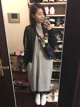「jouetie（ジュエティ）のアイテム（MA-1）」を使った、S.  Janeさん（レディース・158cm）の冬コーディネート