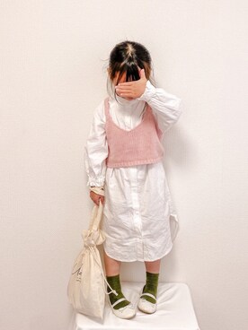 「allolun.（オールオルン）のアイテム（ワンピース/ドレス）」を使った、ɴɪᴄᴏ.ᴀʏᴀさん（キッズ・100cm）の春コーディネート