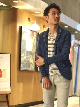 「GOSTAR DE FUGA（ゴスタール ジフーガ）のアイテム（テーラードジャケット）」を使った、yu-shinogiさん（メンズ・170cm）の冬コーディネート